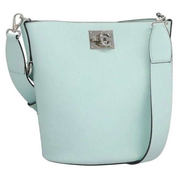 Salvatore Ferragamo Gancini Shoulder Bag Leather Silver Peppermint Auth BD070AV - Picture 1 of 16